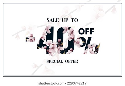 Special spring discount as a gift to the buyer, -40 Percentage off sale. Vector illustration