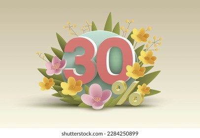 Special spring discount as a gift to the buyer, -30 Percentage off sale. Vector illustration