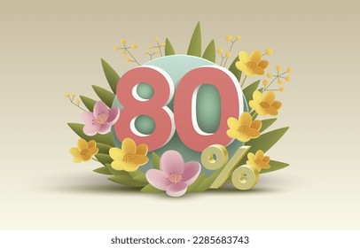 Special spring discount as a gift to the buyer, -80 Percentage off sale. Vector illustration