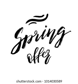 Special Spring Offer - Hand drawn inspiration quote. Vector typography design element. Spring lettering poster. Template for Flyers, banners, advertise, marketing, promotion.