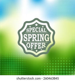 Special Spring Offer Typography Sticker, Tag , Banner on Green Background . Vector Illustration .