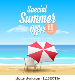 Special Summer Offer 50% Off Beach Vector Illustration