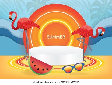 special summer sale podium vector art background 