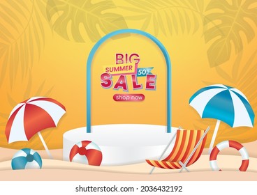 special summer sale podium vector art background 