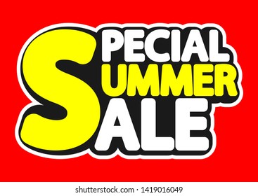 Special Summer Sale, poster design template, isolated sticker, vector illustration