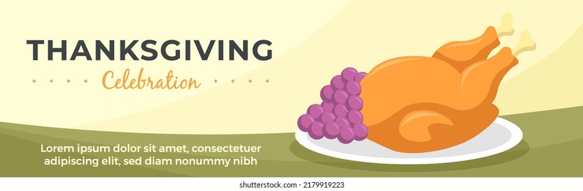 special thanks giving horizontal banner vector flat design