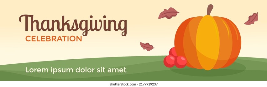 special thanks giving horizontal banner vector flat design