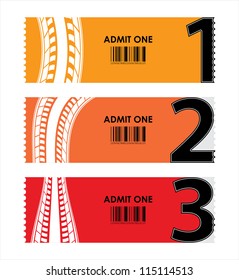 special tickets with numbers and tire design