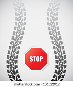 special tire track with stop sign