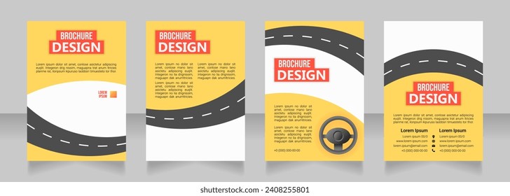 Special training for drivers blank brochure design. Template set with copy space for text. Premade corporate reports collection. Editable 4 paper pages. Bebas Neue, Ebrima, Roboto Light fonts used