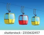 Special transport vector illustration. Electric transport. Cable car cabins