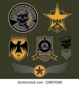 Special unit military emblem set vector design template 