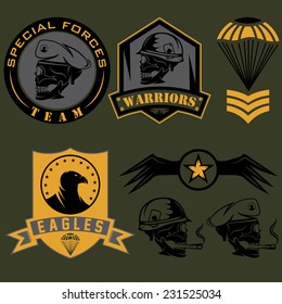 Special unit military emblem set vector design template 