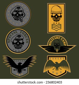 Special unit military emblem set vector design template
