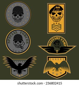 Special unit military emblem set vector design template