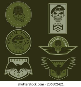 Special unit military emblem set vector design template
