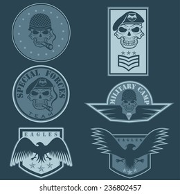 Special unit military emblem set vector design template