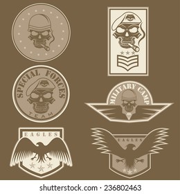 Special unit military emblem set vector design template