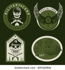 Special unit military emblem set vector design template