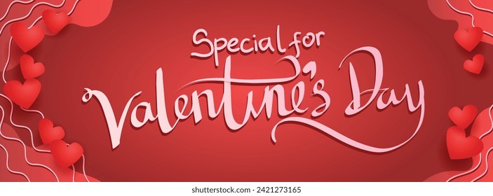 special for valentines day promotional event banner template. abstrct love heart shape with text. vector illustration