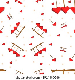 Special valentine's three hearts seamless pattern illustration design