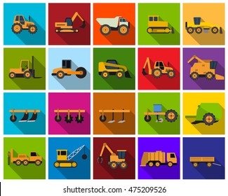Special vehicles flat icon set illustration isolated vector sign symbol
