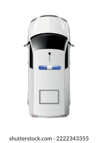 Special vehicles top view realistic composition with isolated image of car view from above vector illustration