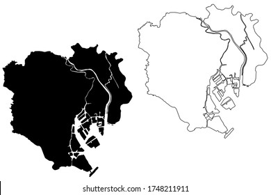 Special wards of Tokyo City (State of Japan, island country, Kanto region) map vector illustration, scribble sketch City of Tokyo map