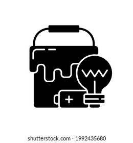 Special waste black glyph icon. Solid and semi-solid materials. Waste with hazardous properties. Additional disposal techniques. Silhouette symbol on white space. Vector isolated illustration