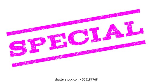 Special watermark stamp. Text caption between parallel lines with grunge design style. Rubber seal stamp with dust texture. Vector magenta color ink imprint on a white background.