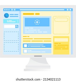 Special web design development vector flat icon. Online service website creation isolated on white background. Computer interface and content building