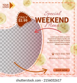 Special weekend menu banner social media template