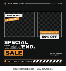 Special weekend sale fashion texture media sosial post template