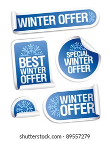 Special Winter Offer Stickers Set.