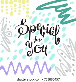 Special for you Creative artistic address cards. Hand Drawn textures. Trendy Graphic Design for banner, poster, card, cover, invitation, placard, brochure, flyer. Universal Template. Vector. 