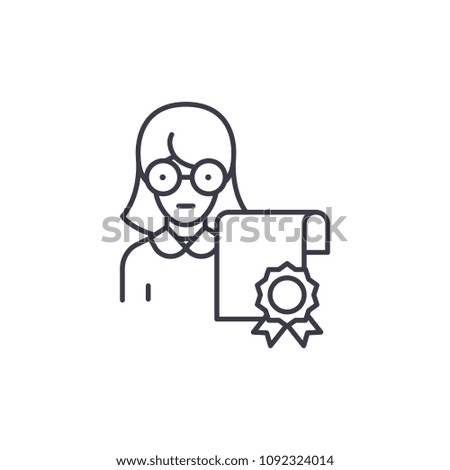 Specialist certificate linear icon concept. Specialist certificate line vector sign, symbol, illustration.