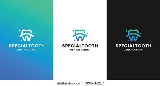 diseño del logotipo de salud dental especializado. logotipo de diente especial. plantilla de atención odontológica