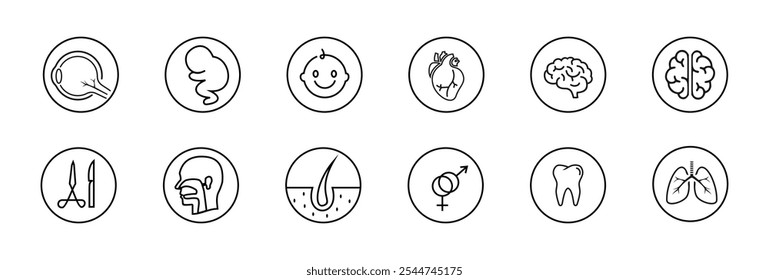 specialist doctor icon set, simple medical outline design, editable vector eps 10.