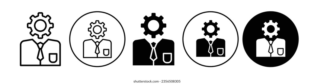 IT specialist icon. company expert professional man symbol. Vector set of executive officer or technical engineer face with suit and tie. Flat outline of business software developer support assistant