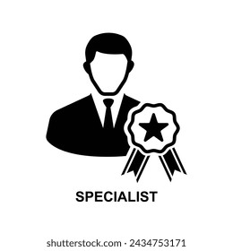 Specialist icon isolated on background vector illustration.