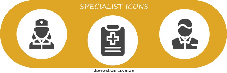 specialist icon set. 3 filled specialist icons.  