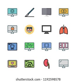 specialist icon set. vector set about x ray, monitor, ultrasonography and kidney icons set.