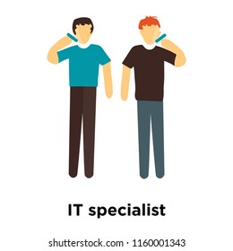 IT specialist icon vector isolated on white background, IT specialist transparent sign , standing human or people cartoon character illustration