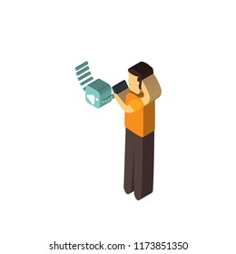 IT specialist isometric left top view 3D icon