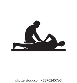 A specialist provides emergency assistance to a man with back pain