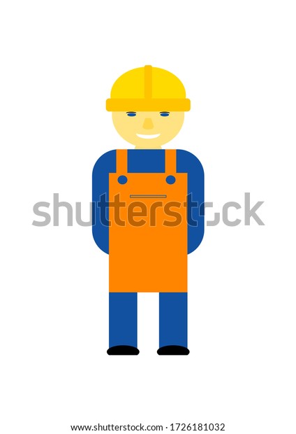 Specialist repairman in\
helmet and work clothes. Construction and repair. Repairman for\
refrigerators and washing machines. Car locksmith\'s workshop.\
Template for text.
