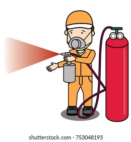 Specialist spray color isolate on shop. Flat vector illustration concept.