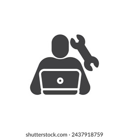 IT specialist vector icon. filled flat sign for mobile concept and web design. Software Engineer glyph icon. Computer service symbol, logo illustration. Vector graphics
