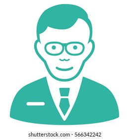 Specialist vector icon. Flat cyan symbol. Pictogram is isolated on a white background. Designed for web and software interfaces.