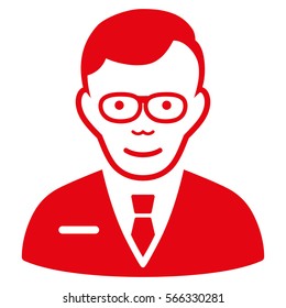 Specialist vector icon. Flat red symbol. Pictogram is isolated on a white background. Designed for web and software interfaces.